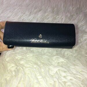 BROOKS BROTHERS Blue Textured Leather Eye and Sunglasses Hard Case
